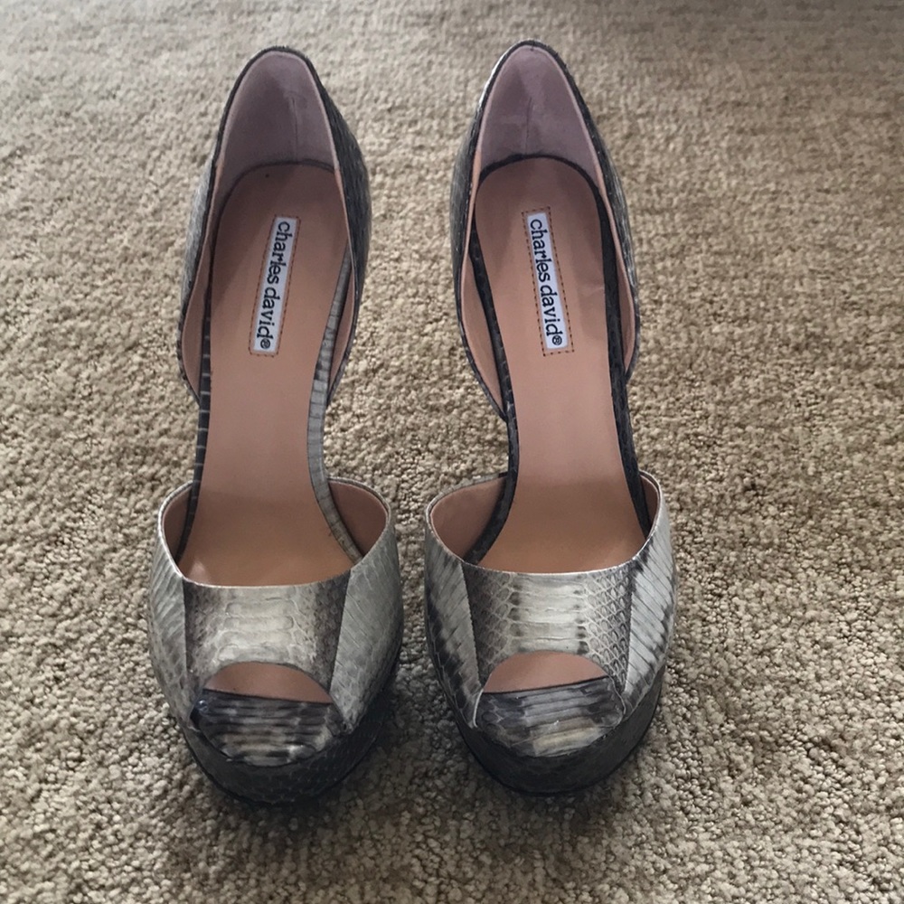 Charles David snake-embossed platforms